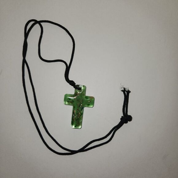 Stained Glass Cross Pendant Necklace - Picture 3 of 3